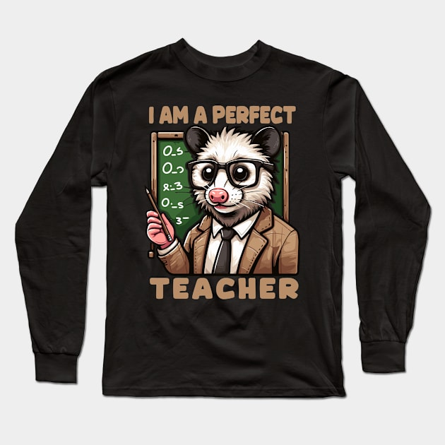 Kawaii Opossum Teacher With Glasses Long Sleeve T-Shirt by MoDesigns22 